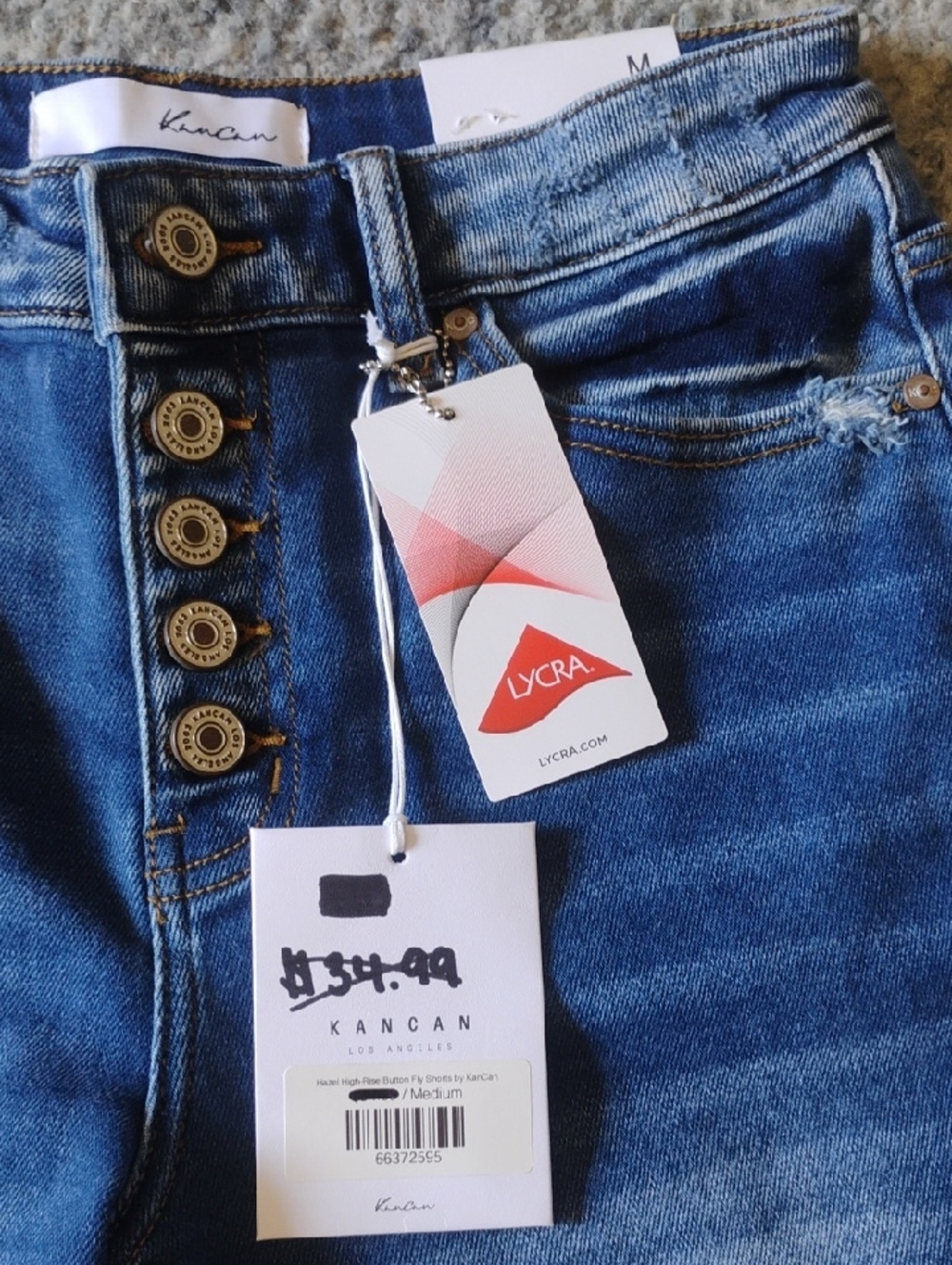NWT KanCan High-Rise Blue Denim Button-Fly Jeans Size M